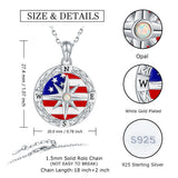 Compass Flag Spin Necklace 925 Sterling Silver Nautical Dream Jewelry