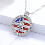 Compass Flag Spin Necklace 925 Sterling Silver Nautical Dream Jewelry