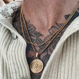 Compass Pendant Necklace Stainless Steel Mens Necklace