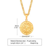 Compass Pendant Necklace Stainless Steel Mens Necklace