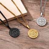 Compass Pendant Necklace Stainless Steel Mens Necklace