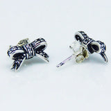 Sparkling Bow Stud Earrings CZ 925 Sterling Silver DIY FLE005