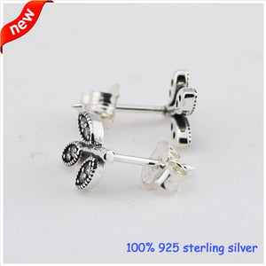 925 Silver Sparkling Leaves Stud Earrings with CZ