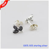 925 Silver Sparkling Leaves Stud Earrings with CZ