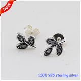 925 Silver Sparkling Leaves Stud Earrings with CZ