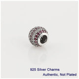 925 Sterling Silver Red Crystal Ball Charm Bead for European Bracelet