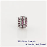 925 Sterling Silver Red Crystal Ball Charm Bead for European Bracelet