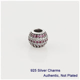 925 Sterling Silver Red Crystal Ball Charm Bead for European Bracelet