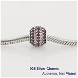 925 Sterling Silver Red Crystal Ball Charm Bead for European Bracelet