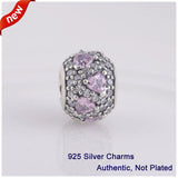925 Silver Light Purple Love Heart Crystal Ball Charm for Fandola Bracelets