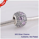 925 Silver Light Purple Love Heart Crystal Ball Charm for Fandola Bracelets