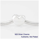 Fandola 925 Sterling Silver Heart Charm Beads for Bracelet DIY Making