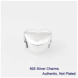 Fandola 925 Sterling Silver Heart Charm Beads for Bracelet DIY Making