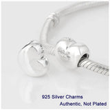 Fandola 925 Sterling Silver Heart Charm Beads for Bracelet DIY Making