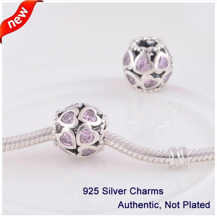 925 Silver Heart Charms for Fandola Bracelets