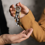 Compleenzza Leather Cord Keychain with Metal Parts