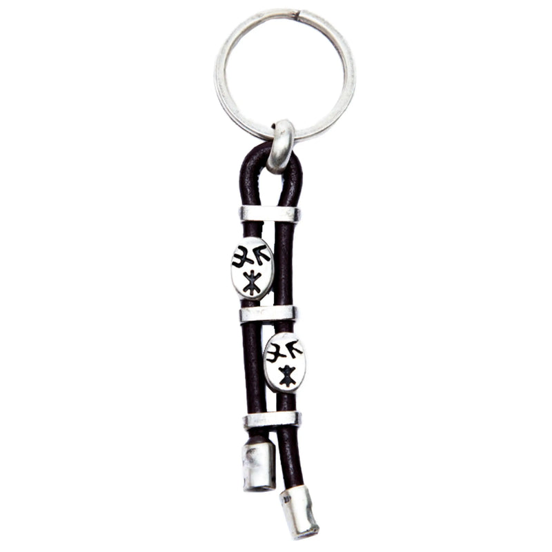 Compleenzza Leather Cord Keychain with Metal Parts