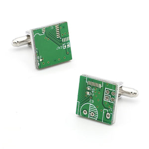 Copper Circuit Board Cufflinks For Men Green Cuff Links