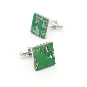 Copper Circuit Board Cufflinks For Men Green Cuff Links