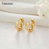 Concave-Convex Texture Round Earrings, Gold Plated Brass Hoops