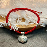 Concentric Lock 925 Silver Bracelet Red Thread Jewelry