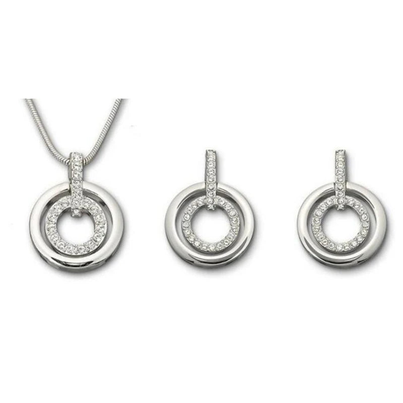Concentric Circle Crystal Jewelry Set for Women