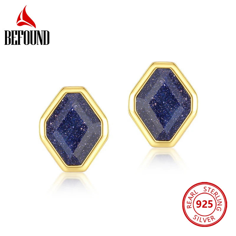 Sandstone Geometric Women Earrings 925 Silver Rhombus Jewelry
