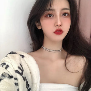 Jewelled Multi-storey Necklace Woman Short Clavicle Chain Ins Neck