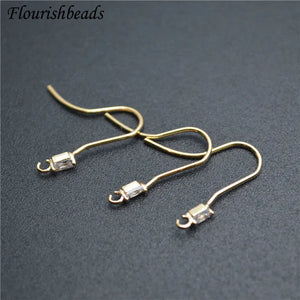 50pcs Anti-rust CZ Zircon Beads Metal Earrings Hooks DIY Materials