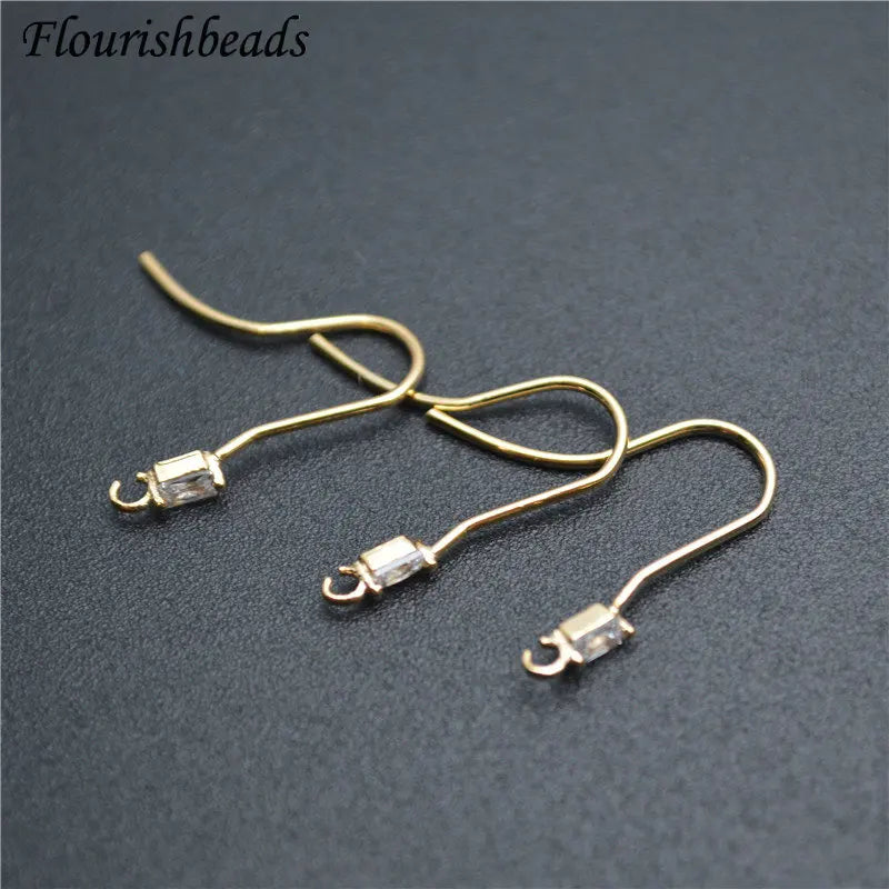 50pcs Anti-rust CZ Zircon Beads Metal Earrings Hooks DIY Materials
