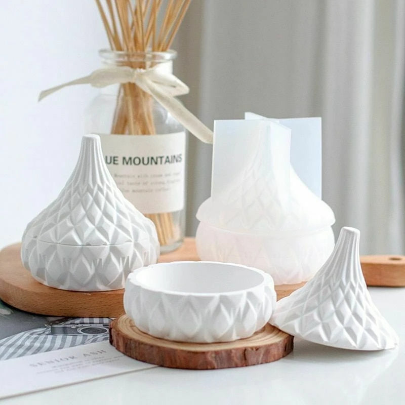 Round Stripe Jewelry Box Mold for Resin DIY