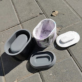 Oval Resin Flower Pot Planter Mold with Lid