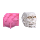 Skull Shape Concrete Flowerpot Mold Pen Holder Silicone Succulent Planter Vase