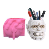 Skull Shape Concrete Flowerpot Mold Pen Holder Silicone Succulent Planter Vase