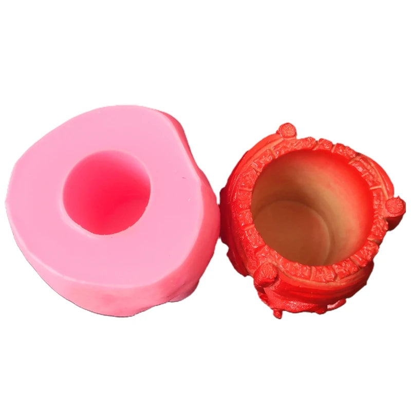 Skull Shape Concrete Flowerpot Mold Pen Holder Silicone Mold