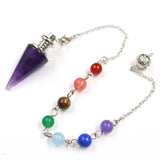 Chakra Crystal Taper Pendulum w/Silver Chain - Spiritual Reiki Jewelry