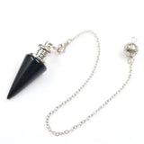 Chakra Crystal Taper Pendulum w/Silver Chain - Spiritual Reiki Jewelry