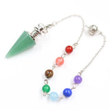 Chakra Crystal Taper Pendulum w/Silver Chain - Spiritual Reiki Jewelry
