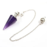 Chakra Crystal Taper Pendulum w/Silver Chain - Spiritual Reiki Jewelry