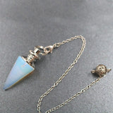 Chakra Crystal Taper Pendulum w/Silver Chain - Spiritual Reiki Jewelry