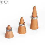 Wood Ring Stand Jewelry Display Tapered Ring Seat Jewelry Storage Rack