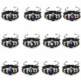 Constellation Bracelet Hand-woven Beaded Zodiac Leather Bangle Bracelet