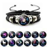 Constellation Bracelet Hand-woven Beaded Zodiac Leather Bangle Bracelet