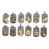 Zodiac Sign Pendant Necklace Stainless Steel 14K Silver Plated