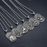 Zodiac Sign Pendant Necklace Stainless Steel 14K Silver Plated