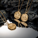 Zodiac Constellation Necklace Gold-Plated Disc Pendant Dainty Birthday Gift