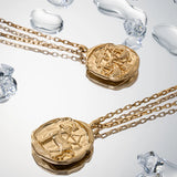 Zodiac Constellation Necklace Gold-Plated Disc Pendant Dainty Birthday Gift