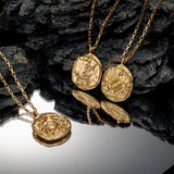 Zodiac Constellation Necklace Gold-Plated Disc Pendant Dainty Birthday Gift