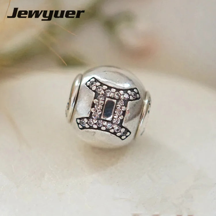 Gemini Charms 925 Silver Beads Constellations Collection