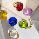 Colorful Resin Circle Drop Earrings Stainless Steel Jewelry